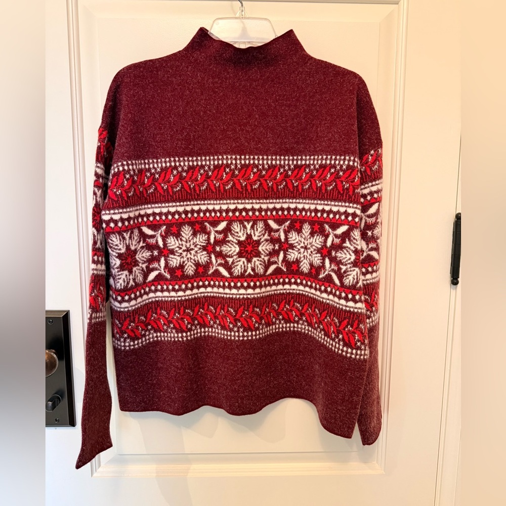 Rachel Zoe burgundy pattern sweater US XL
